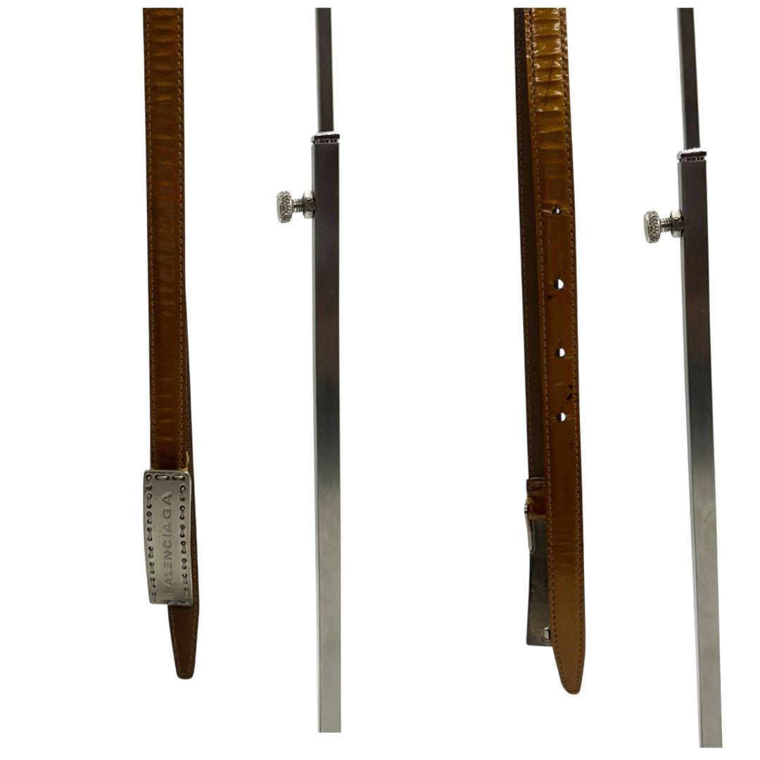 バレンシアガ ベルト 茶 ブラウン プレートバックル ロゴ PX-3 レザー 本革 高級 ブランド メンズ GUCCI風 デザイン BALENCIAGA