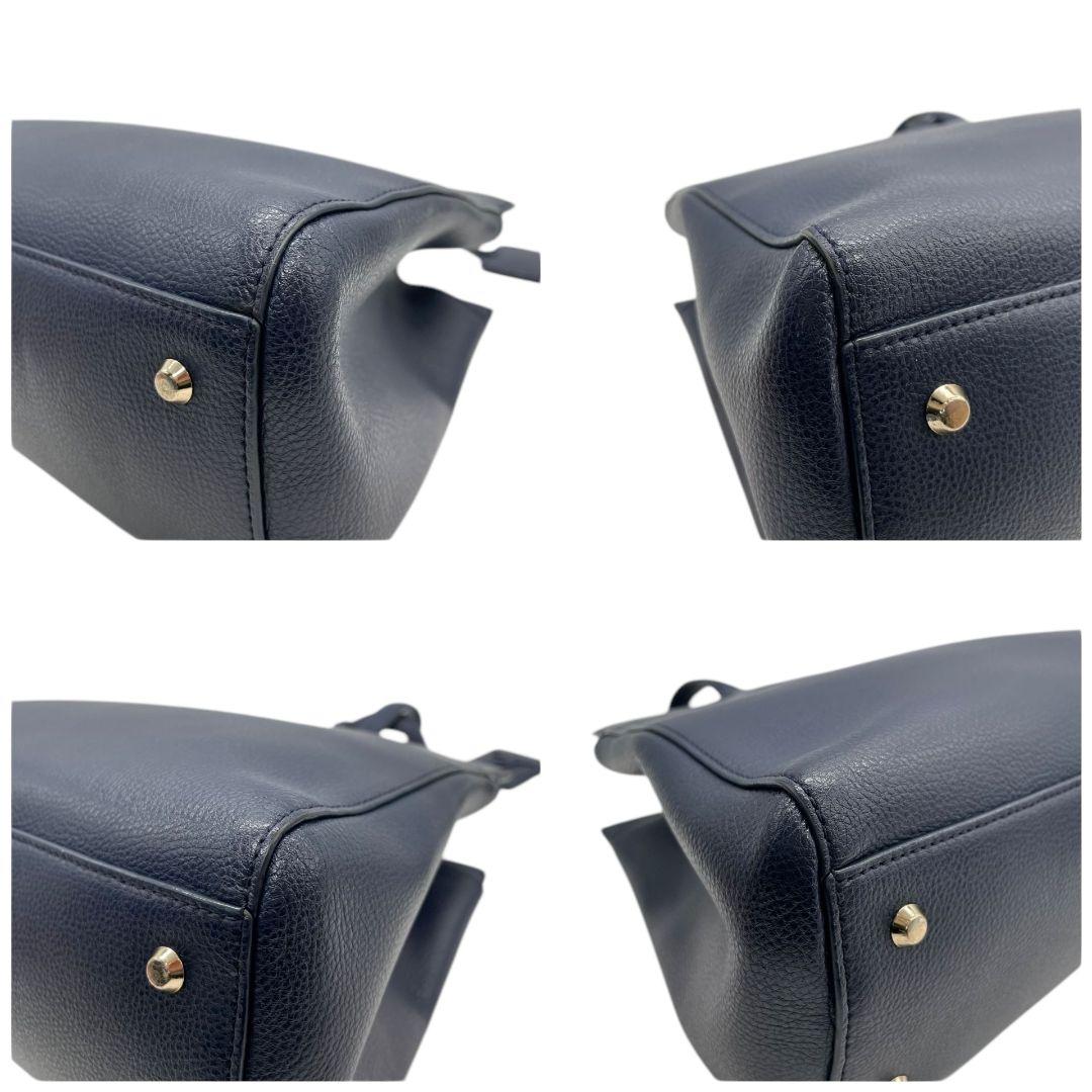 アニエスベー ハンドバッグ ソフィ 紺 A4収納 レザー t3 ネイビー 本革 ポーチ付属 自立可 ロゴチャーム ゴールド金具 トートバッグ agnes b.