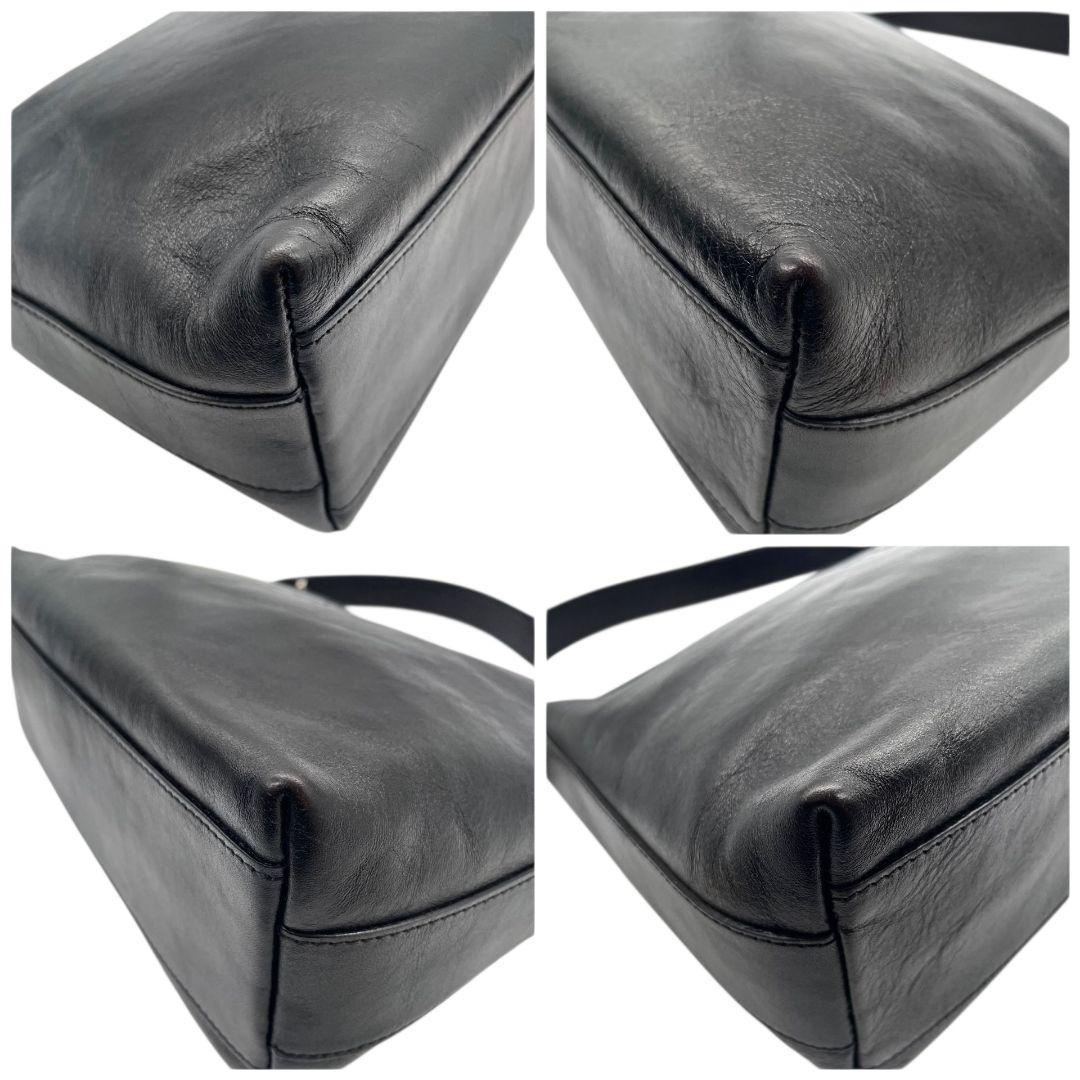 美品 ヒロフ ハンドバッグ 黒 ブラック Hロゴ トートバッグ レザー 本革 ワンショルダー 肩掛け可 自立可 シルバー金具 ロゴ刻印 本物保証 鑑定済 オシャレ HIROFU s23