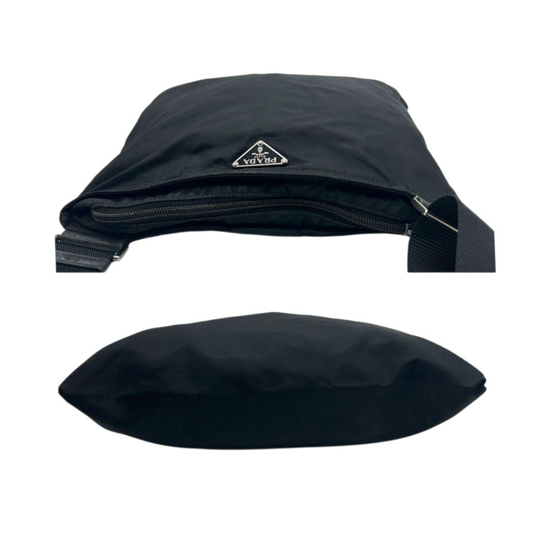 PRADA プラダ ショルダーバッグ ナイロン 黒 ブラック 三角ロゴプレート 斜め掛け可 シルバー金具 メンズ レディース ユニセックス