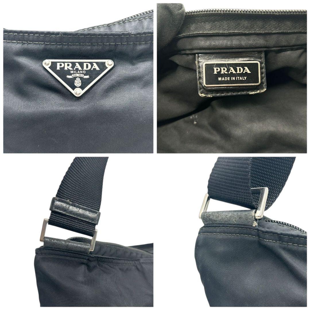 PRADA プラダ ショルダーバッグ ナイロン 黒 ブラック 三角ロゴプレート 斜め掛け可 シルバー金具 メンズ レディース ユニセックス