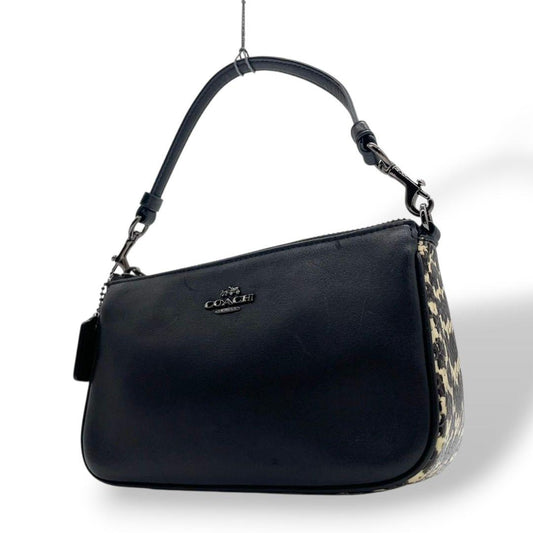 コーチ ハンドバッグ 黒 アクセサリーポーチ レザー ロゴ u5 ブラック ロゴタグ 本革 ガンメタル金具 COACH B1781-59432