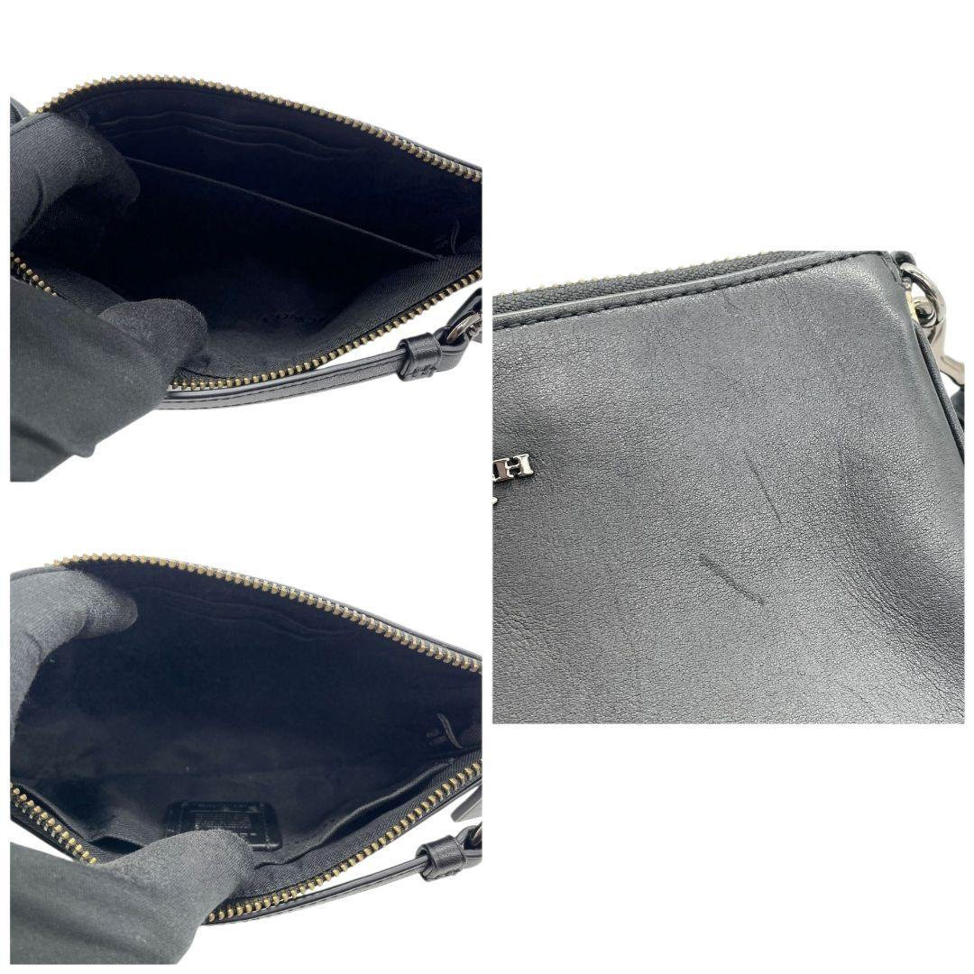 コーチ ハンドバッグ 黒 アクセサリーポーチ レザー ロゴ u5 ブラック ロゴタグ 本革 ガンメタル金具 COACH B1781-59432