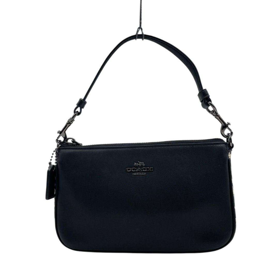 コーチ ハンドバッグ 黒 アクセサリーポーチ レザー ロゴ u5 ブラック ロゴタグ 本革 ガンメタル金具 COACH B1781-59432