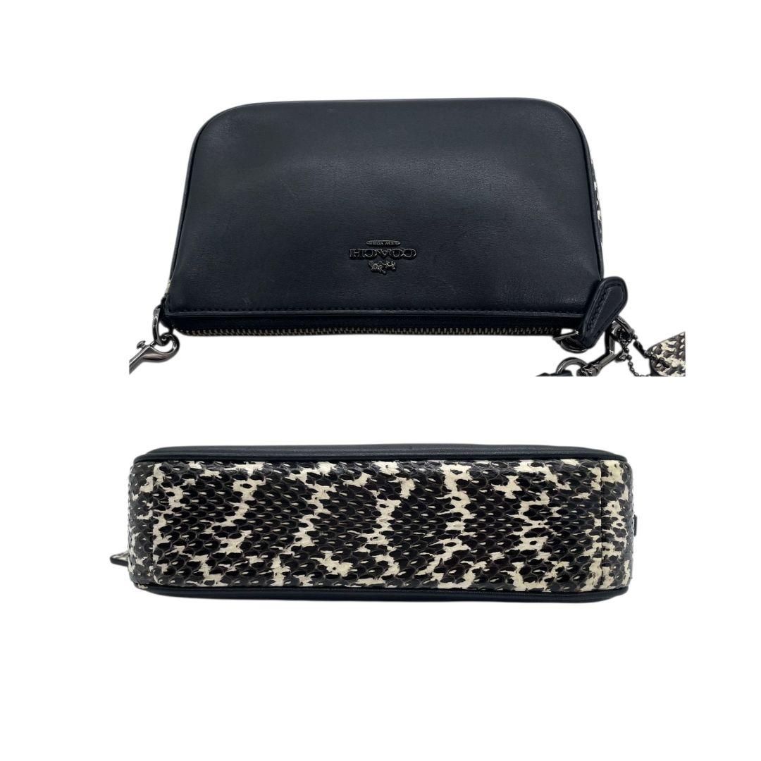 コーチ ハンドバッグ 黒 アクセサリーポーチ レザー ロゴ u5 ブラック ロゴタグ 本革 ガンメタル金具 COACH B1781-59432