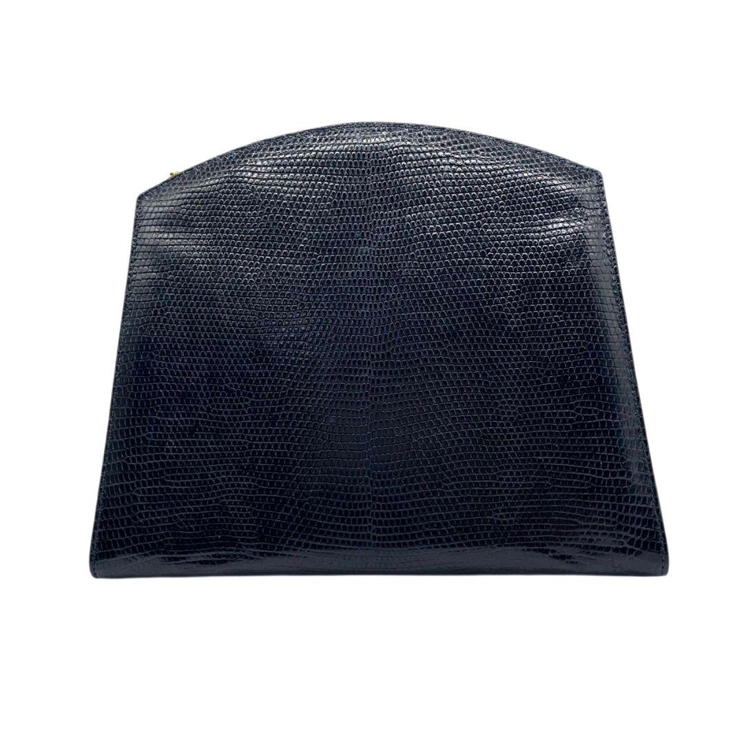 フェラガモ Salvatore Ferragamo ショルダーバッグ チェーン レザー 型押し 紺 ネイビー A3 斜め掛け可 本革 ゴールド金具 AD21 3045