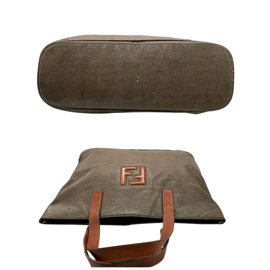 フェンディ FENDI トートバッグ FFロゴ 2WAY ワンショルダー キャンバス レザー ブラウン 茶 ゴールド金具 シルバー金具 ハンドバッグ ショルダーバッグ A4収納可 自立可 ヴィンテージ S48