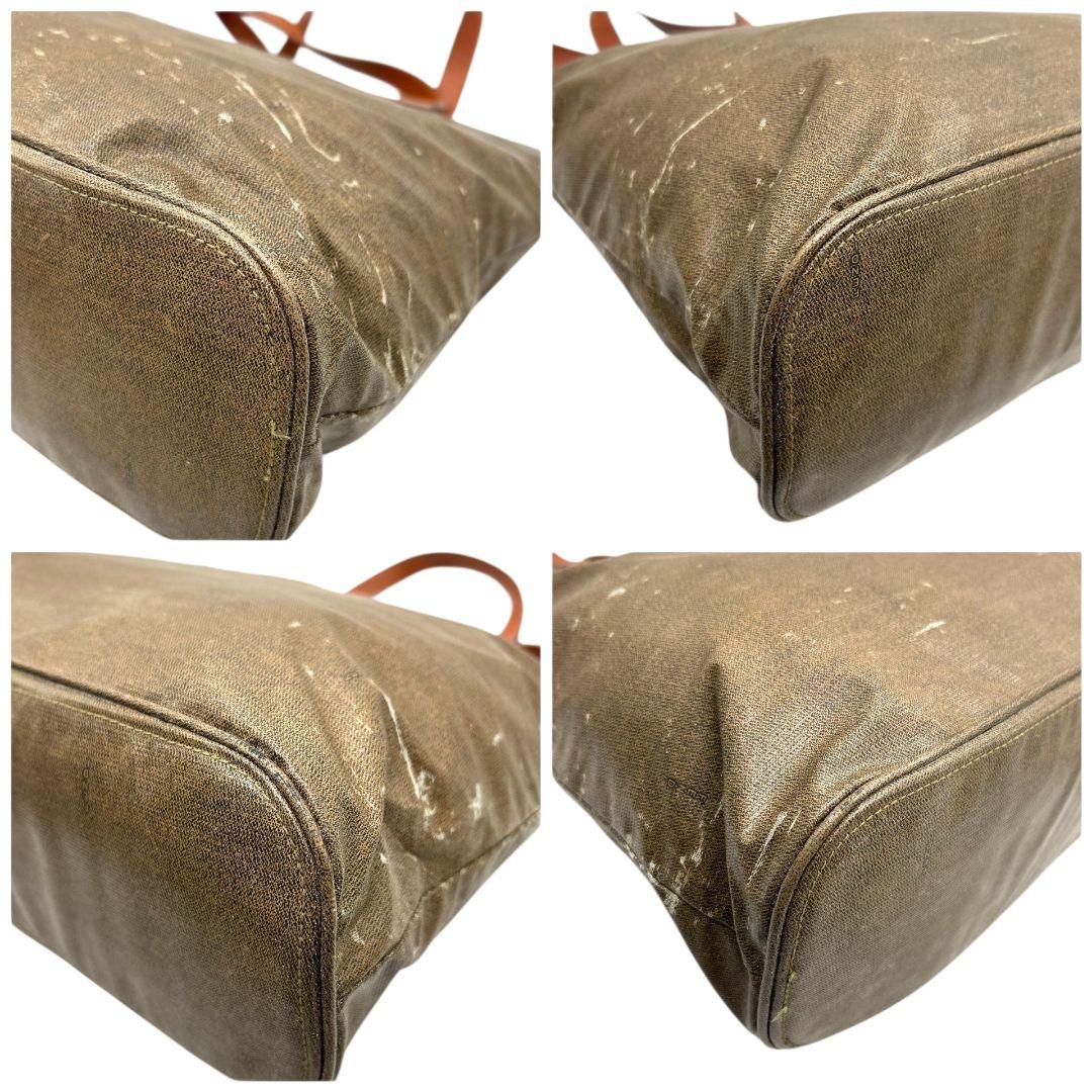 フェンディ FENDI トートバッグ FFロゴ 2WAY ワンショルダー キャンバス レザー ブラウン 茶 ゴールド金具 シルバー金具 ハンドバッグ ショルダーバッグ A4収納可 自立可 ヴィンテージ S48