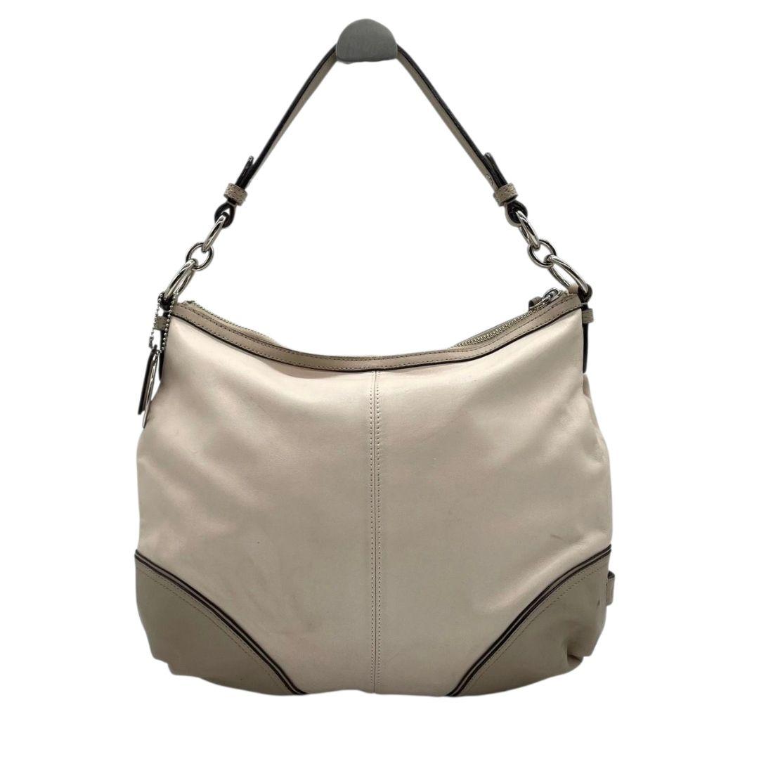 コーチ　ハンドバッグ　グレー　2way　斜め掛け可　ホーボー　レザー　T7　ショルダーバッグ　トートバッグ　ワンショルダー　COACH　本革　肩掛け可　肩かけ可　シルバー金具　ロゴタグ　F21967　グレージュ