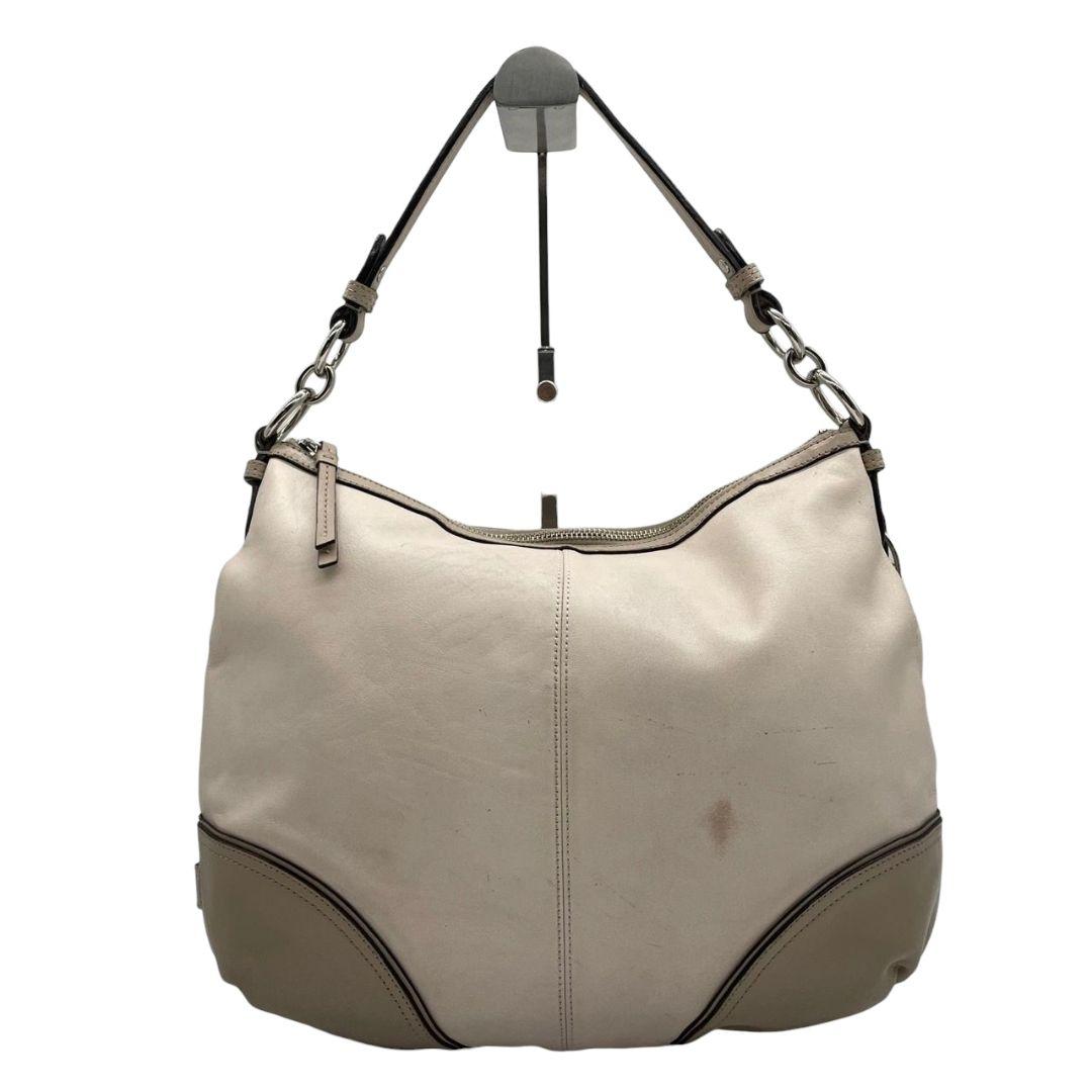 コーチ　ハンドバッグ　グレー　2way　斜め掛け可　ホーボー　レザー　T7　ショルダーバッグ　トートバッグ　ワンショルダー　COACH　本革　肩掛け可　肩かけ可　シルバー金具　ロゴタグ　F21967　グレージュ