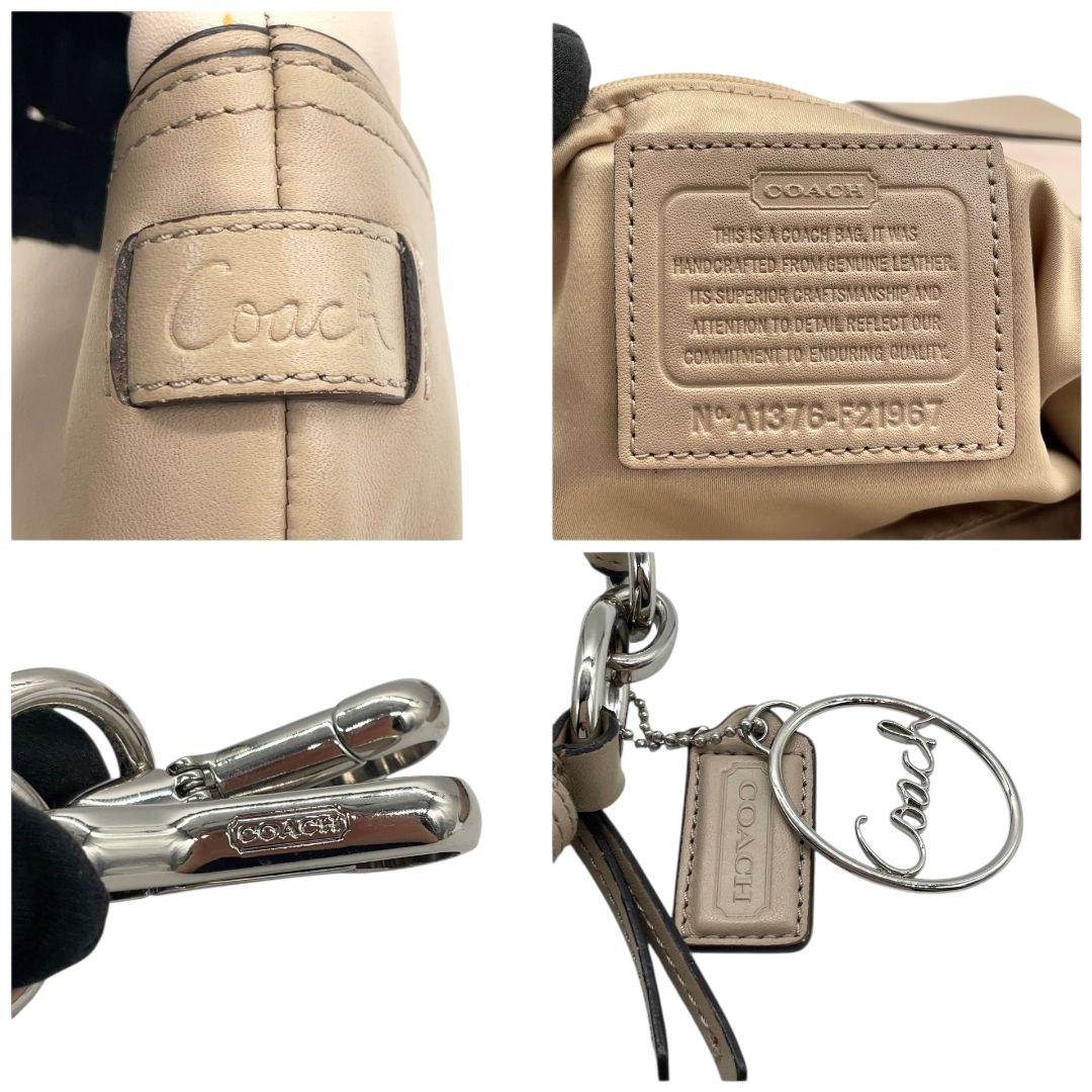 コーチ　ハンドバッグ　グレー　2way　斜め掛け可　ホーボー　レザー　T7　ショルダーバッグ　トートバッグ　ワンショルダー　COACH　本革　肩掛け可　肩かけ可　シルバー金具　ロゴタグ　F21967　グレージュ