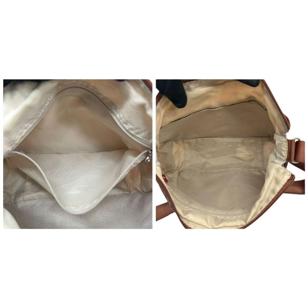 マリクレール ショルダーバッグ ピンク 総柄 ロゴ ナイロン 斜め掛け可 ブラウン シルバー金具 軽量 カジュアル marie claire s62