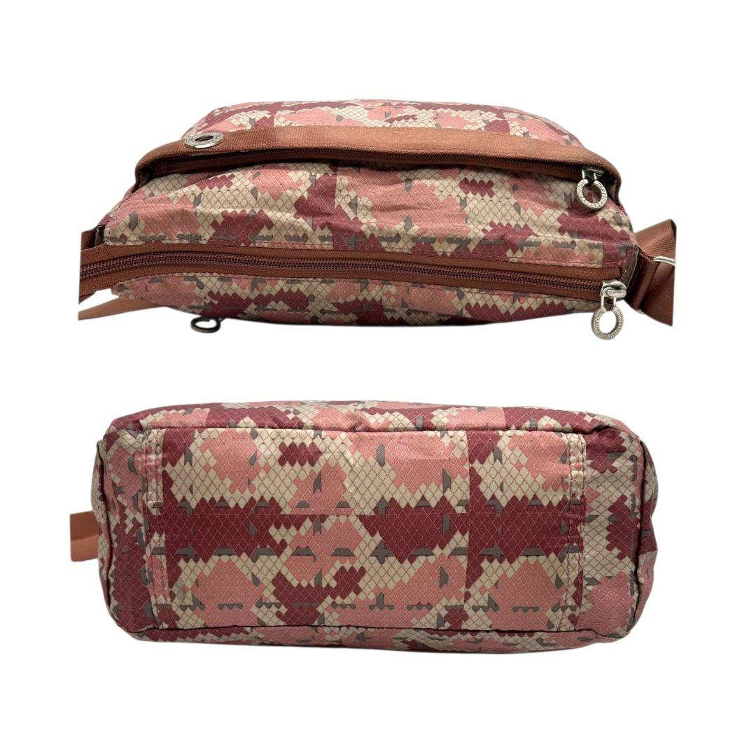 マリクレール ショルダーバッグ ピンク 総柄 ロゴ ナイロン 斜め掛け可 ブラウン シルバー金具 軽量 カジュアル marie claire s62