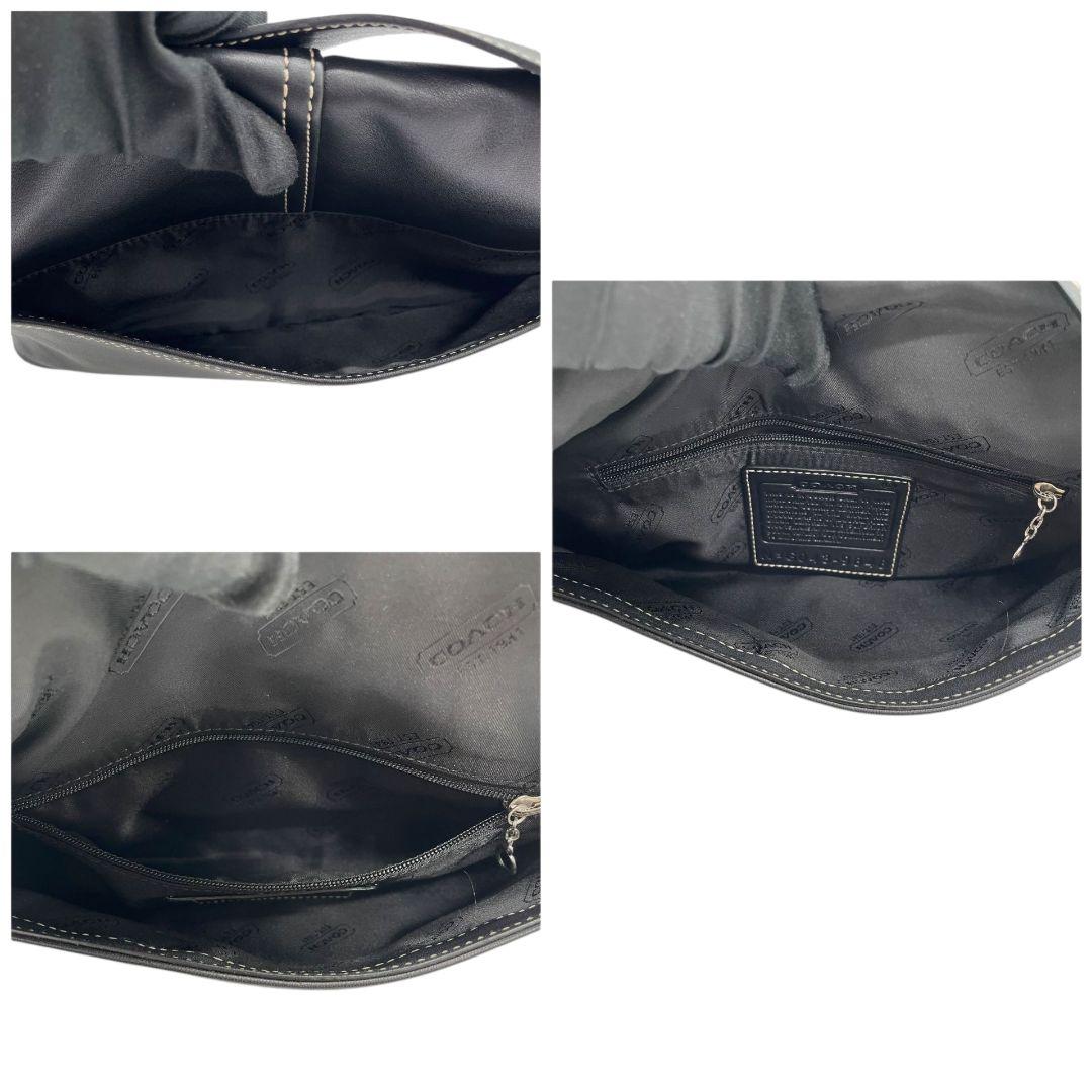 コーチ ショルダーバッグ 黒 9848 フラップ レザー COACH S19 本革 斜め掛け可 ブラック シルバー金具 ロゴタグ