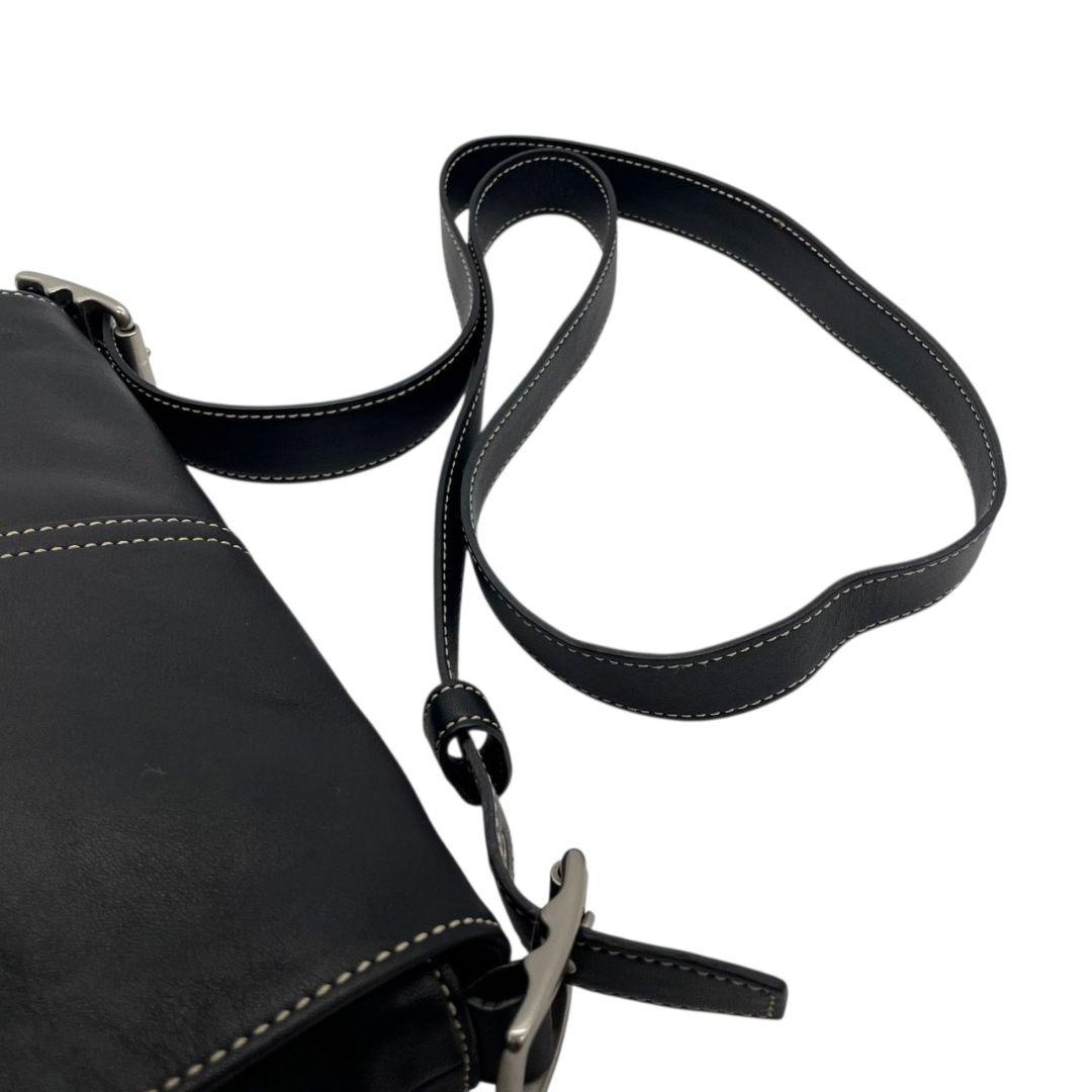 コーチ ショルダーバッグ 黒 9848 フラップ レザー COACH S19 本革 斜め掛け可 ブラック シルバー金具 ロゴタグ