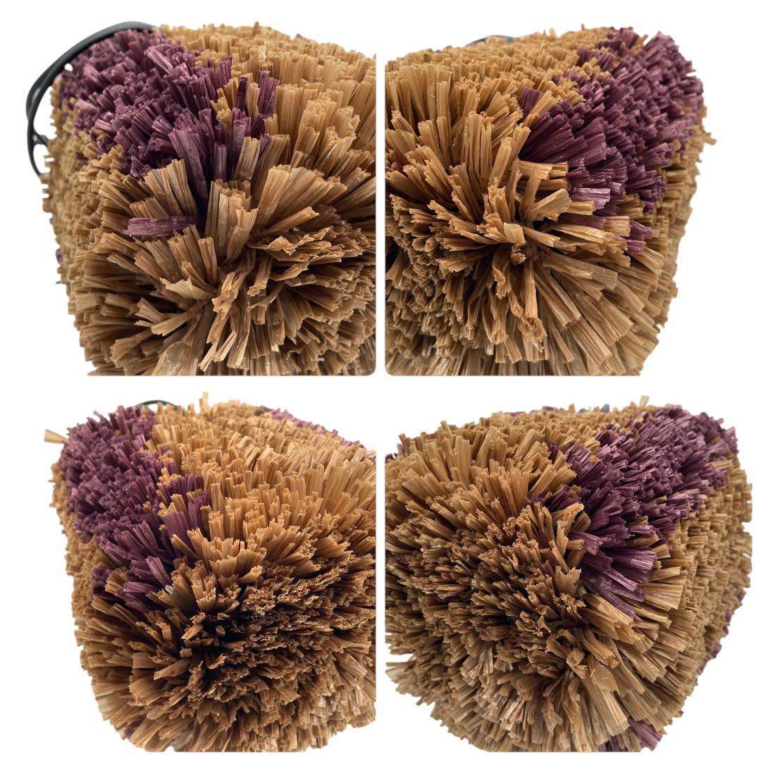 極美品 LUDLOW ラドロー E ウニバッグ 巾着 ハンドバッグ ベージュ パープル ブラウン ビニール キャンバス レザー シルバー金具 個性派 Y2K s