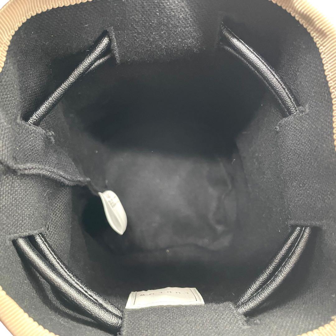 極美品 LUDLOW ラドロー E ウニバッグ 巾着 ハンドバッグ ベージュ パープル ブラウン ビニール キャンバス レザー シルバー金具 個性派 Y2K s