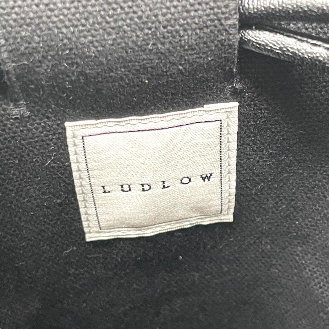 極美品 LUDLOW ラドロー E ウニバッグ 巾着 ハンドバッグ ベージュ パープル ブラウン ビニール キャンバス レザー シルバー金具 個性派 Y2K s