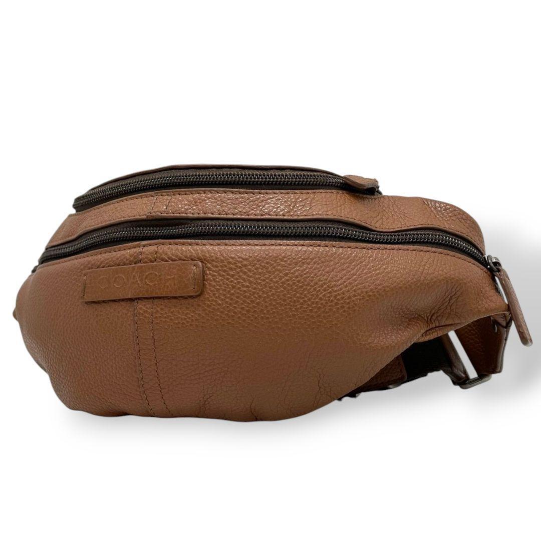 美品 コーチ ウエストポーチ 3way 茶 ブラウン チャールズ レザー 本革 斜め掛け可 ボディーバッグ ショルダーバッグ 金具 COACH 77233 t3 オシャレ