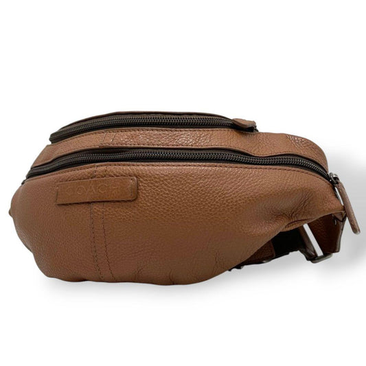 美品 コーチ ウエストポーチ 3way 茶 ブラウン チャールズ レザー 本革 斜め掛け可 ボディーバッグ ショルダーバッグ 金具 COACH 77233 t3 オシャレ