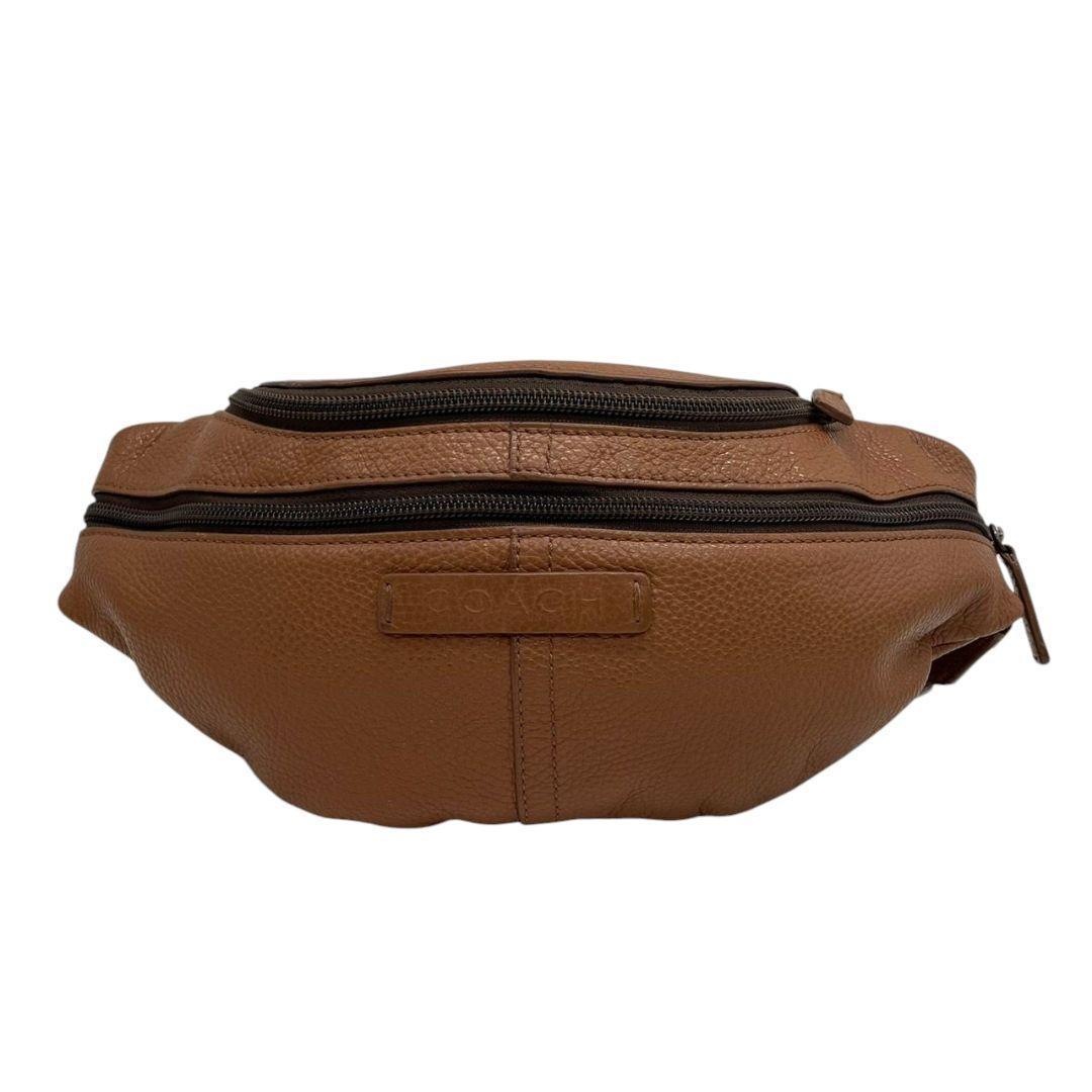 美品 コーチ ウエストポーチ 3way 茶 ブラウン チャールズ レザー 本革 斜め掛け可 ボディーバッグ ショルダーバッグ 金具 COACH 77233 t3 オシャレ