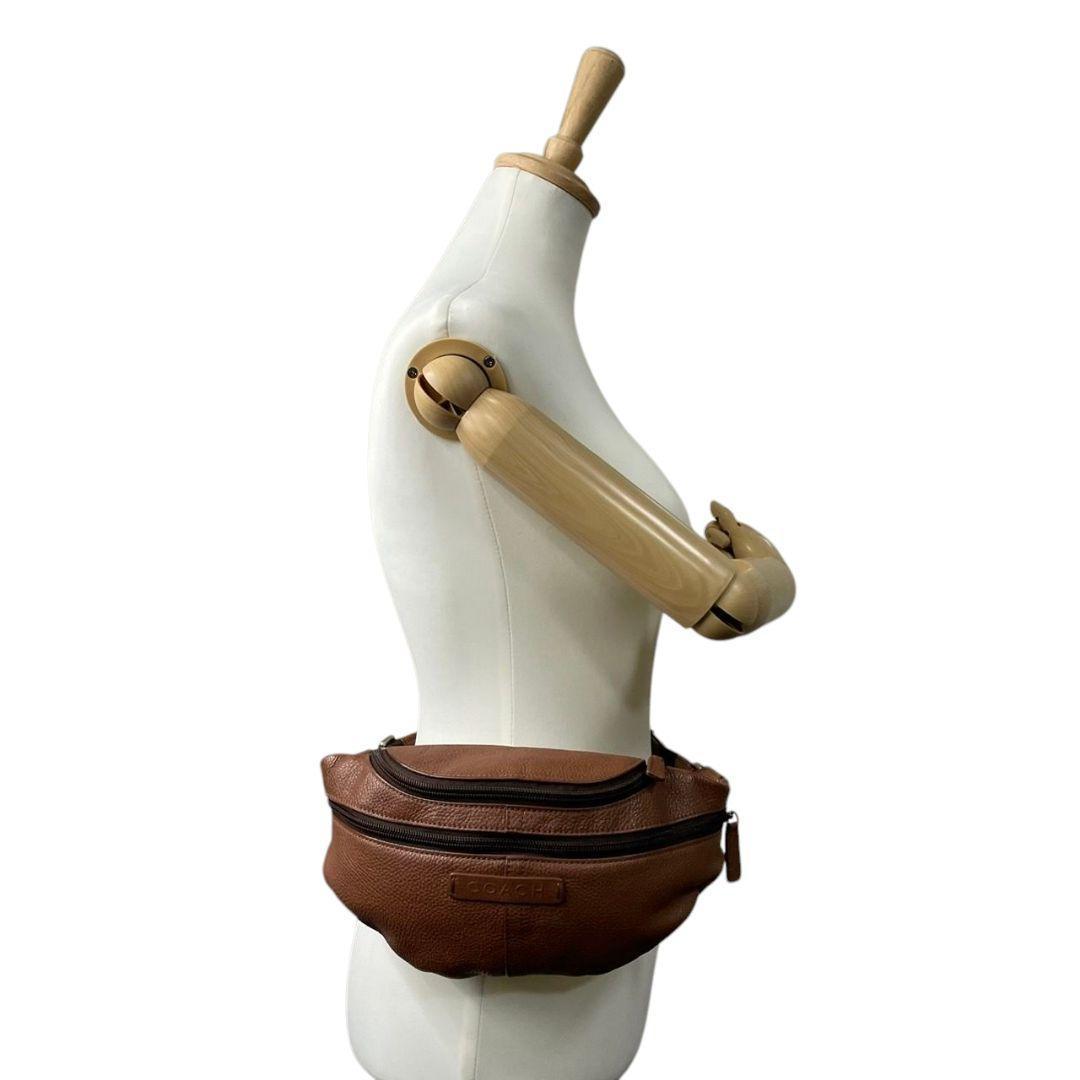 美品 コーチ ウエストポーチ 3way 茶 ブラウン チャールズ レザー 本革 斜め掛け可 ボディーバッグ ショルダーバッグ 金具 COACH 77233 t3 オシャレ