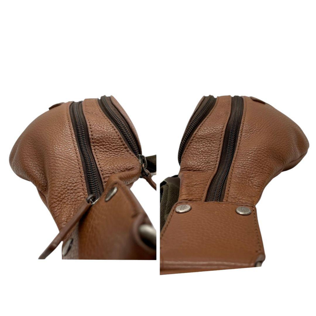 美品 コーチ ウエストポーチ 3way 茶 ブラウン チャールズ レザー 本革 斜め掛け可 ボディーバッグ ショルダーバッグ 金具 COACH 77233 t3 オシャレ