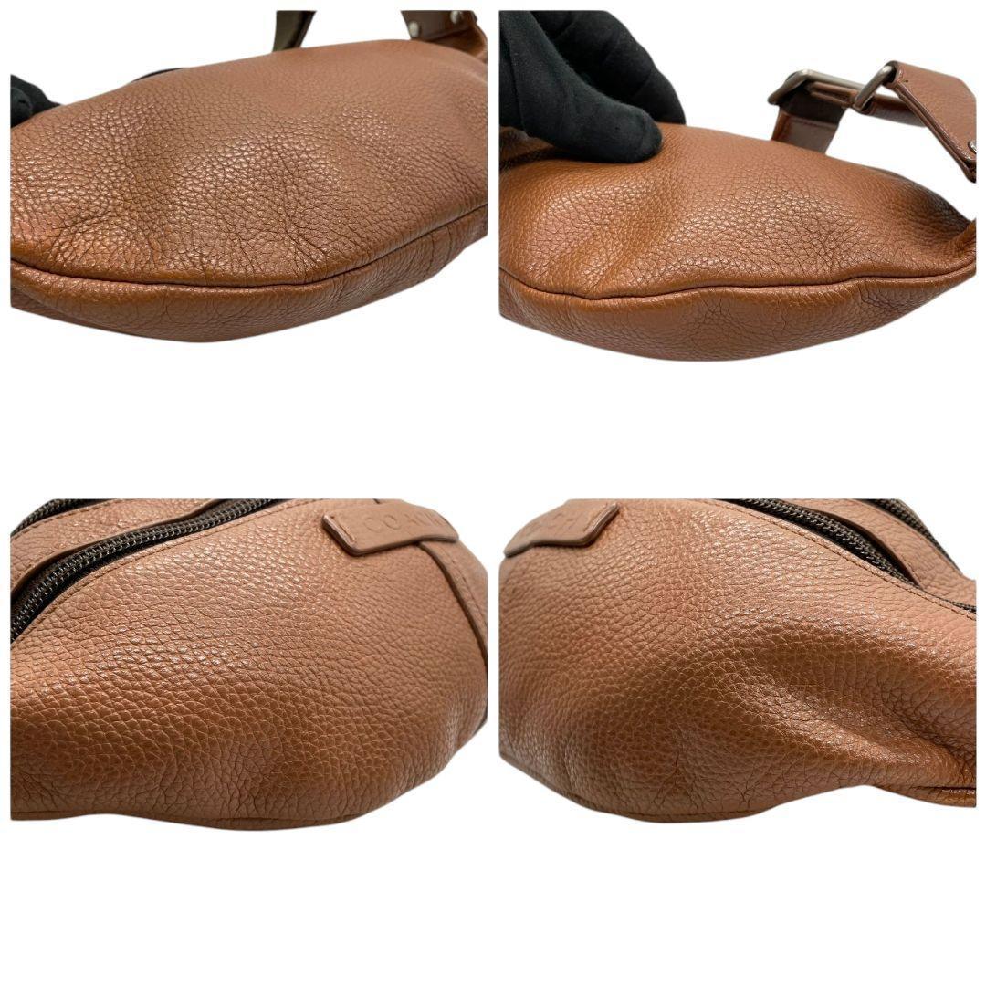 美品 コーチ ウエストポーチ 3way 茶 ブラウン チャールズ レザー 本革 斜め掛け可 ボディーバッグ ショルダーバッグ 金具 COACH 77233 t3 オシャレ