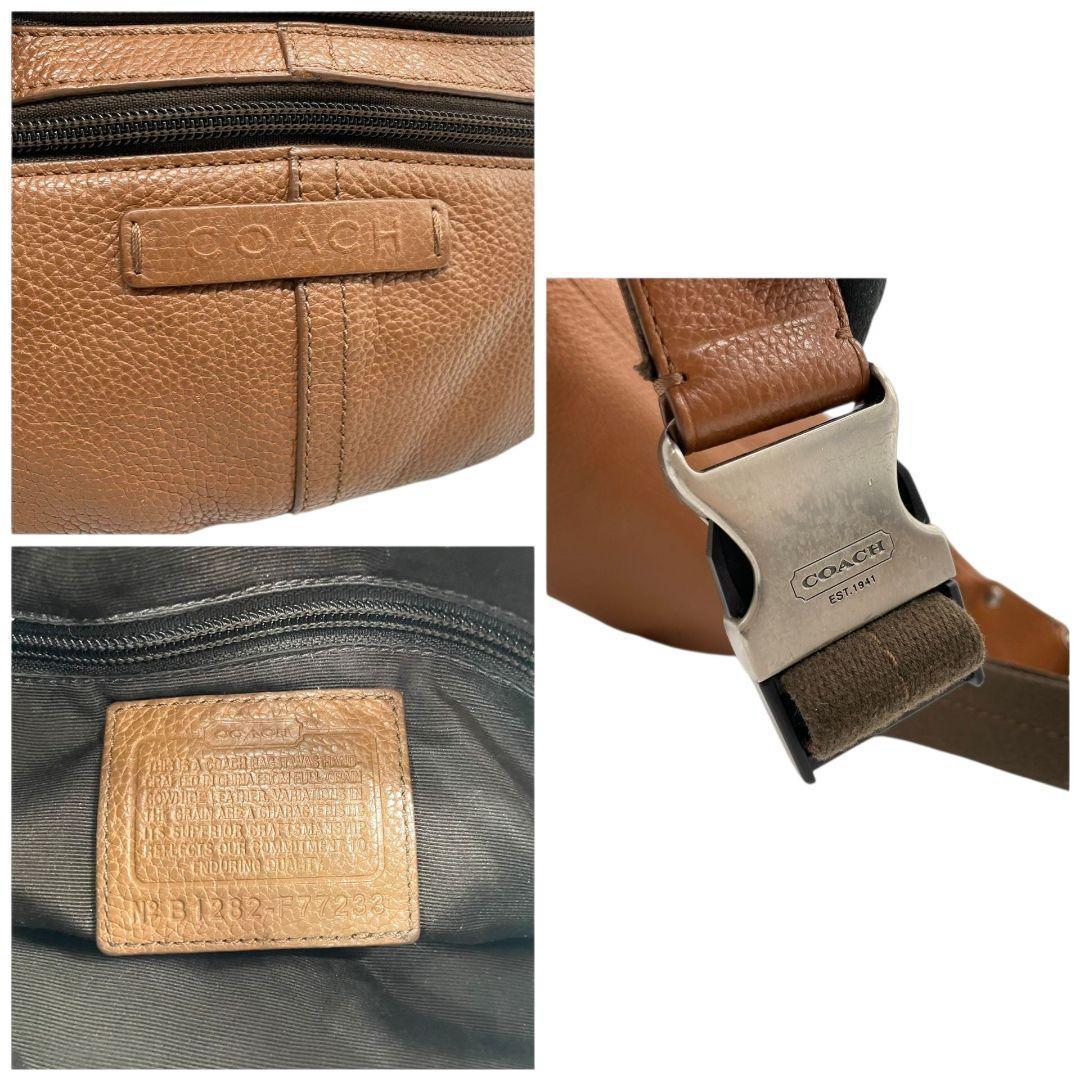 美品 コーチ ウエストポーチ 3way 茶 ブラウン チャールズ レザー 本革 斜め掛け可 ボディーバッグ ショルダーバッグ 金具 COACH 77233 t3 オシャレ