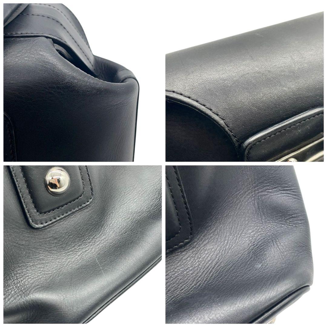 バリー ハンドバッグ 黒 レザー 本革 ワンショルダー トートバッグ ターンロック シルバー金具 スタッズ 肩掛け可 肩かけ可 ブラック BALLY u12 上品 高級感