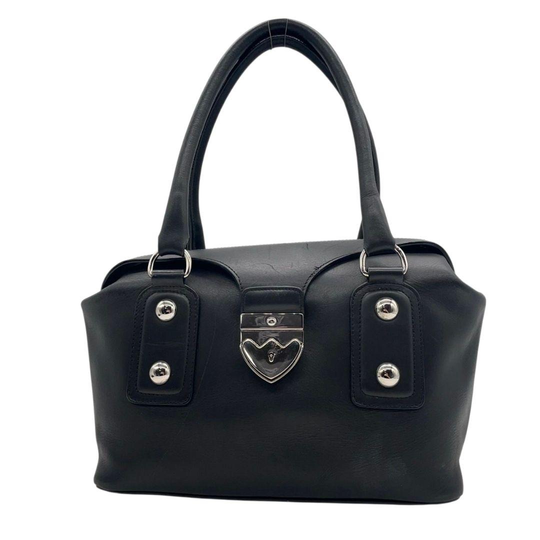 バリー ハンドバッグ 黒 レザー 本革 ワンショルダー トートバッグ ターンロック シルバー金具 スタッズ 肩掛け可 肩かけ可 ブラック BALLY u12 上品 高級感