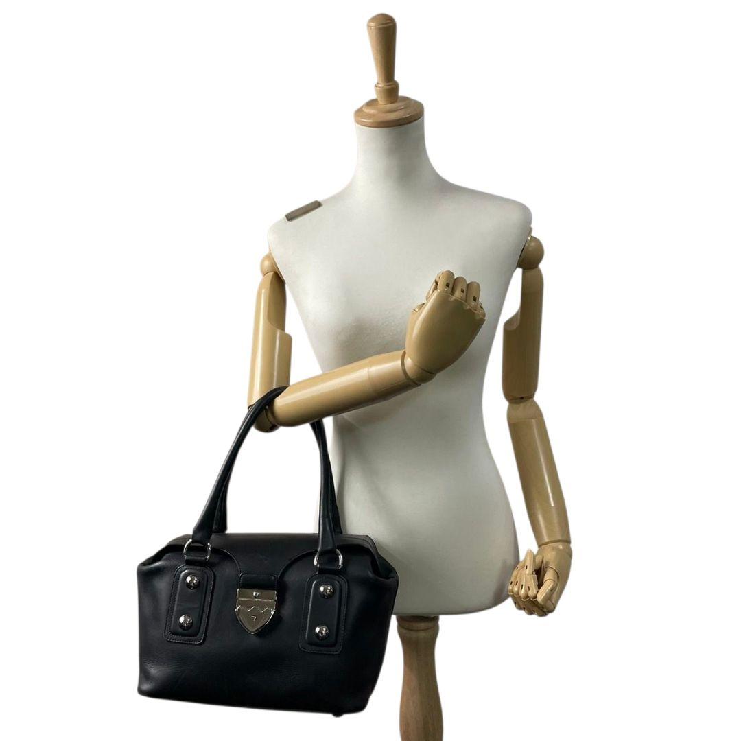 バリー ハンドバッグ 黒 レザー 本革 ワンショルダー トートバッグ ターンロック シルバー金具 スタッズ 肩掛け可 肩かけ可 ブラック BALLY u12 上品 高級感