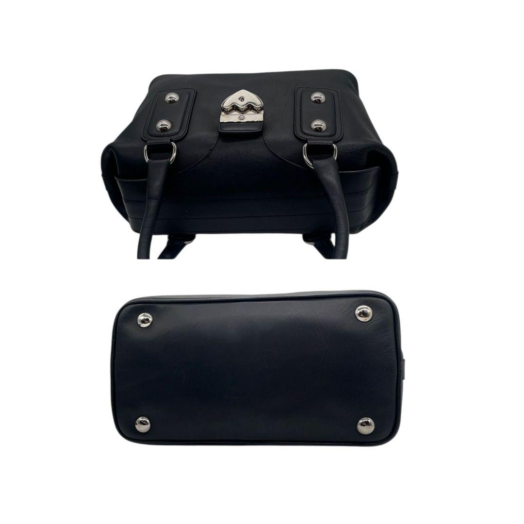 バリー ハンドバッグ 黒 レザー 本革 ワンショルダー トートバッグ ターンロック シルバー金具 スタッズ 肩掛け可 肩かけ可 ブラック BALLY u12 上品 高級感