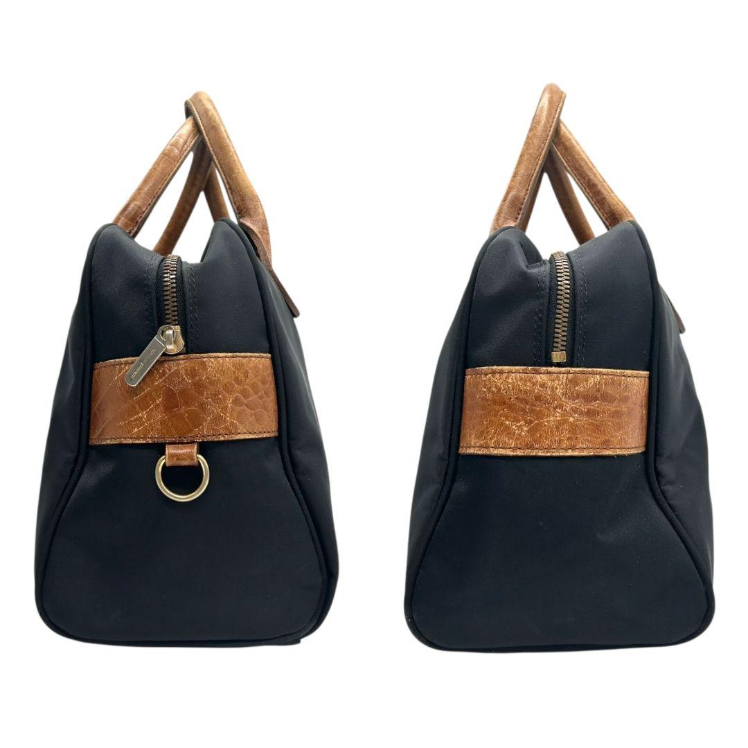 ヴァレンティノガラヴァーニ ハンドバッグ 黒 ブラック Vロゴ sport クロコ型押し トートバッグ 自立可 ナイロン レザー ブラウン ゴールド金具 ロゴタグ s50 VALENTINO GARAVANI