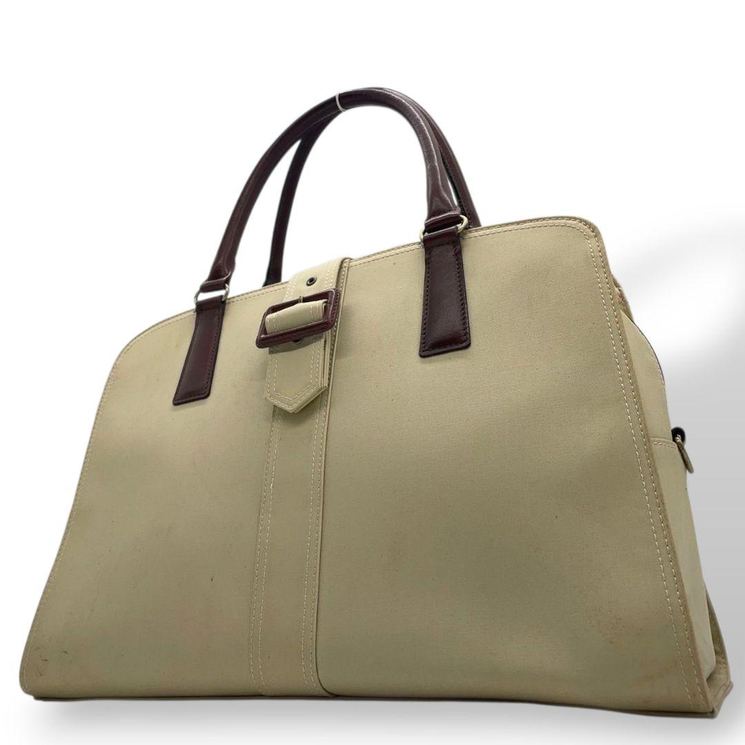 バーバリー BURBERRY トートバッグ ベージュ レザー×キャンバス 2way 斜め掛け可 A4収納可能 ワンショルダー ロゴプレート ショルダーバッグ ハンドバッグ ブラウン u16