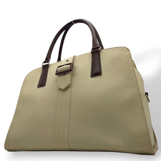 バーバリー BURBERRY トートバッグ ベージュ レザー×キャンバス 2way 斜め掛け可 A4収納可能 ワンショルダー ロゴプレート ショルダーバッグ ハンドバッグ ブラウン u16