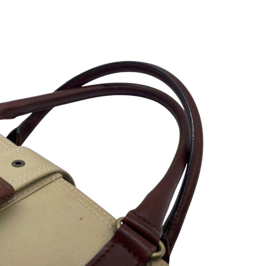 バーバリー BURBERRY トートバッグ ベージュ レザー×キャンバス 2way 斜め掛け可 A4収納可能 ワンショルダー ロゴプレート ショルダーバッグ ハンドバッグ ブラウン u16