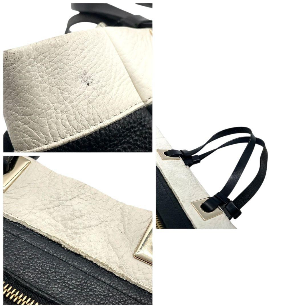 美品 フルラ トートバッグ 黒 バイカラー レザー 本革 FURLA u13 ハンドバッグ ロゴプレート ゴールド金具 ブラック ホワイト 上品 通勤 通学 A4収納可