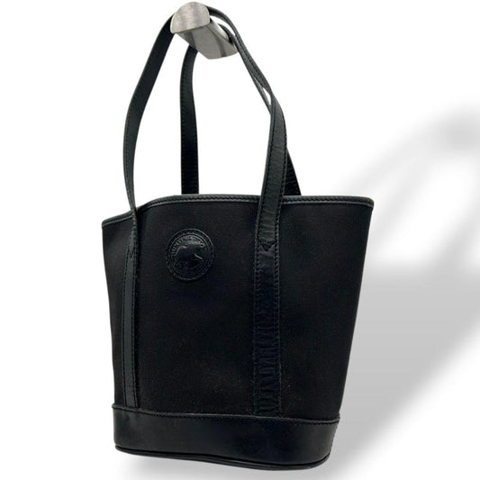 ハンティングワールド HUNTING WORLD トートバッグ ハンドバッグ 黒 ブラック ロゴ ワンショルダー 自立可 肩掛け可 キャンバス レザー ロゴプレート s92 レディース