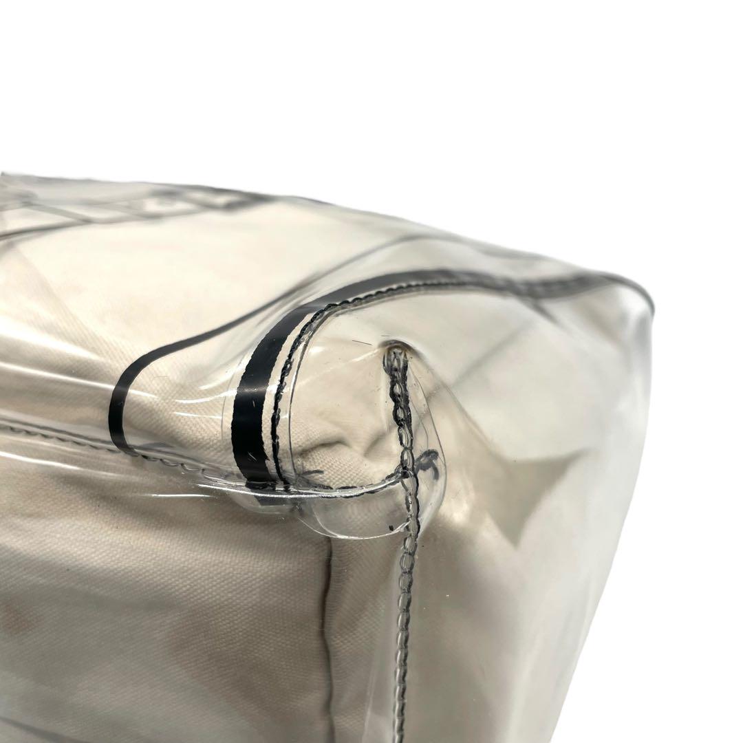 ロベルタディカメリーノ トロンプルイユ クリア トートバッグ A4収納 内袋付き ワンショルダー ビニールバッグ 内装キャンバス 総柄 ゴールド金具 肩掛け可 ハンドバッグ Roberta di Camerino