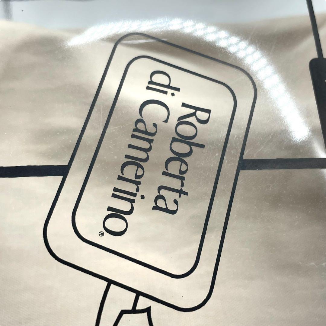 ロベルタディカメリーノ トロンプルイユ クリア トートバッグ A4収納 内袋付き ワンショルダー ビニールバッグ 内装キャンバス 総柄 ゴールド金具 肩掛け可 ハンドバッグ Roberta di Camerino