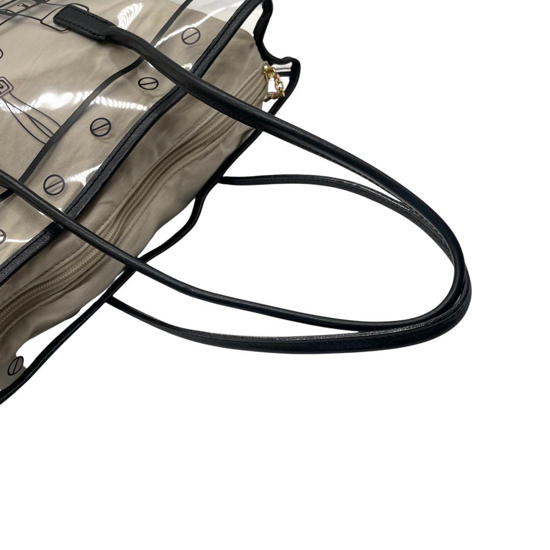 ロベルタディカメリーノ トロンプルイユ クリア トートバッグ A4収納 内袋付き ワンショルダー ビニールバッグ 内装キャンバス 総柄 ゴールド金具 肩掛け可 ハンドバッグ Roberta di Camerino