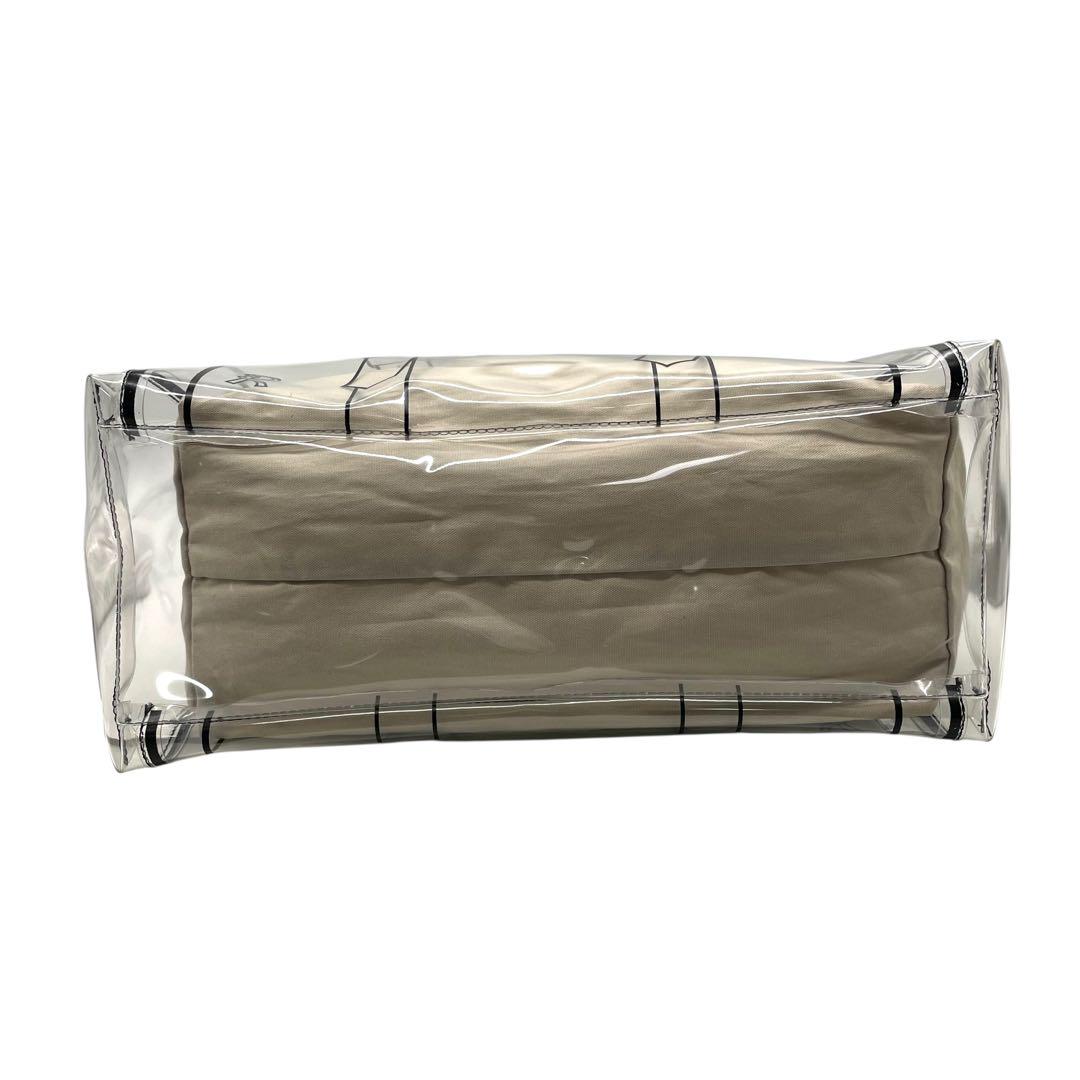 ロベルタディカメリーノ トロンプルイユ クリア トートバッグ A4収納 内袋付き ワンショルダー ビニールバッグ 内装キャンバス 総柄 ゴールド金具 肩掛け可 ハンドバッグ Roberta di Camerino