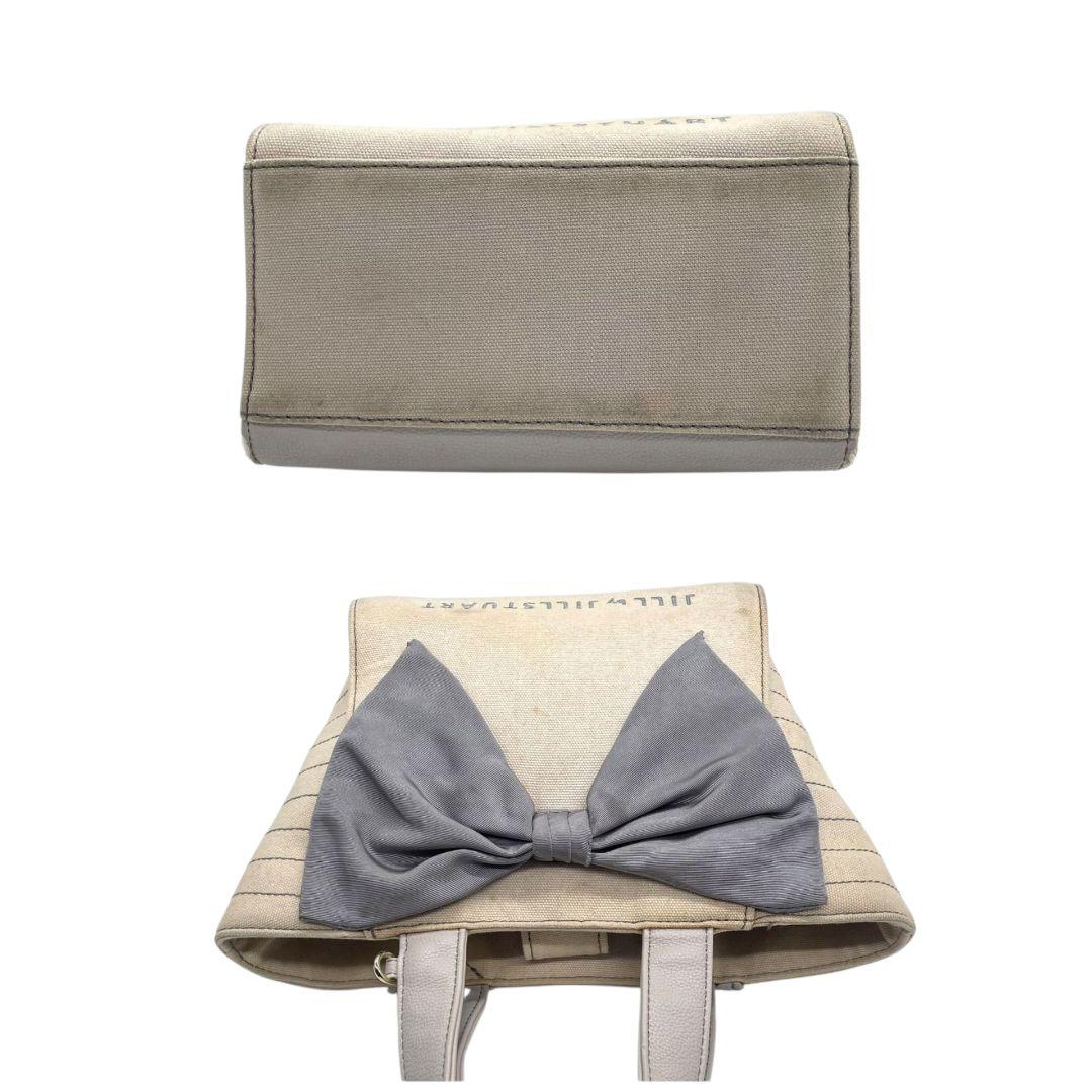 ジルスチュアート ハンドバッグ アイボリー リボン ストライプ トートバッグ キャンバス ロゴ s10 JILLSTUART 上品 かわいい レディース バッグ