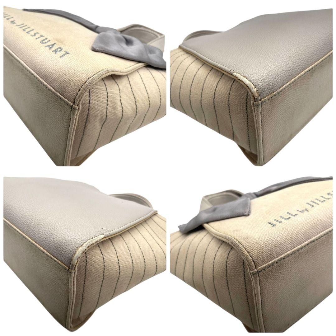 ジルスチュアート ハンドバッグ アイボリー リボン ストライプ トートバッグ キャンバス ロゴ s10 JILLSTUART 上品 かわいい レディース バッグ