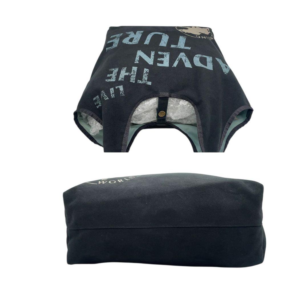 ハンティングワールド トートバッグ 黒 ブラック デカロゴ ワンショルダー キャンバス ハンドバッグ 肩掛け可 肩かけ可 カジュアル 上品 HUNTING WORLD u14