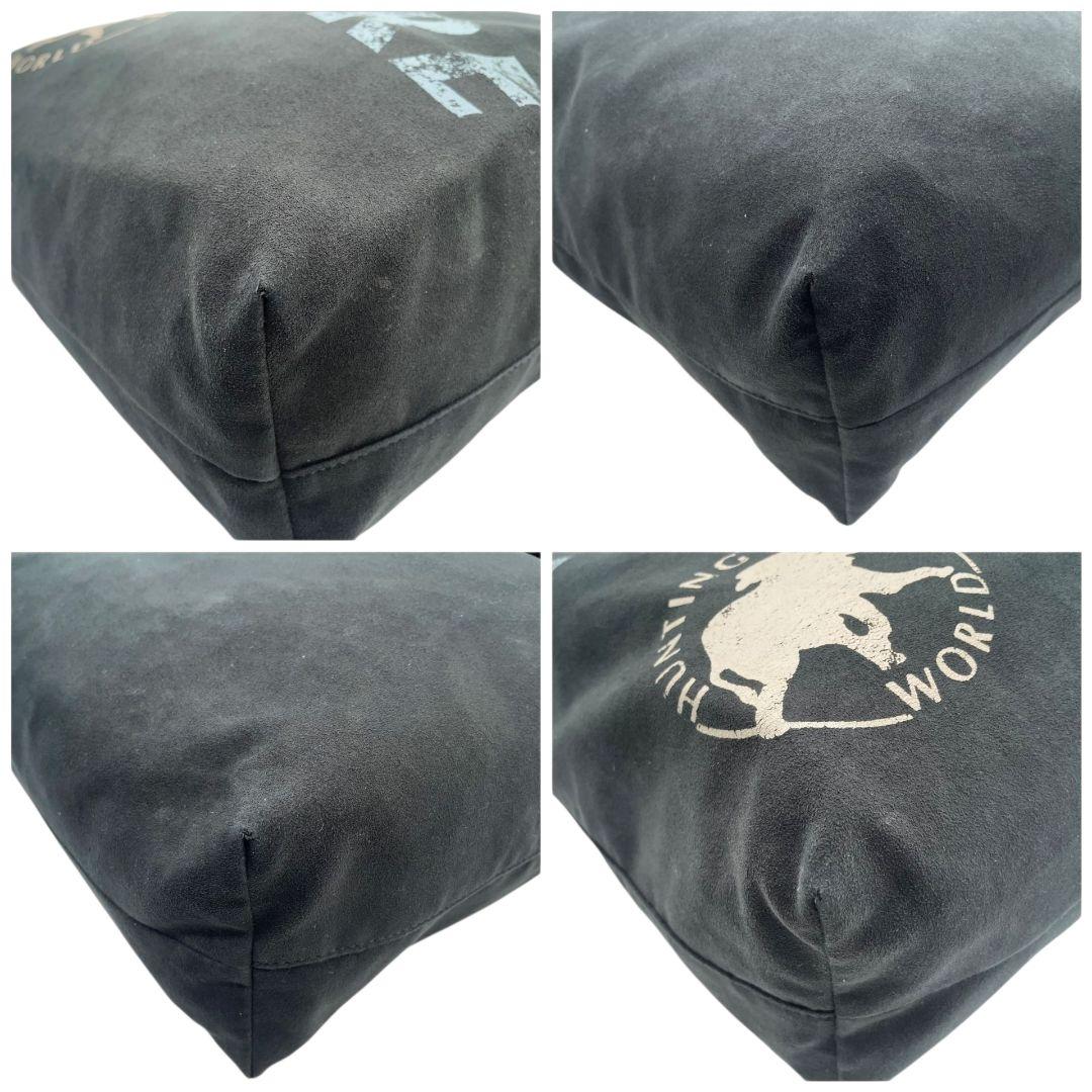 ハンティングワールド トートバッグ 黒 ブラック デカロゴ ワンショルダー キャンバス ハンドバッグ 肩掛け可 肩かけ可 カジュアル 上品 HUNTING WORLD u14