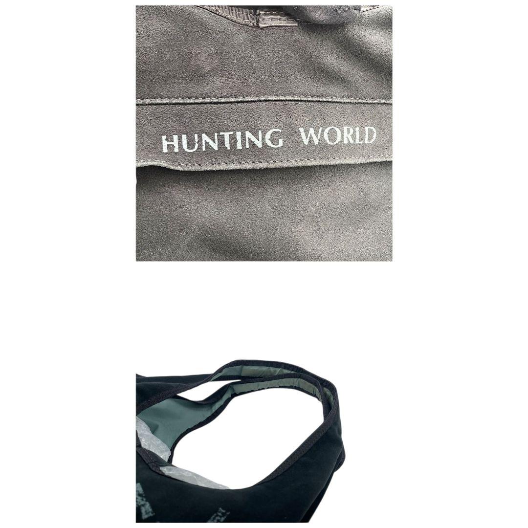 ハンティングワールド トートバッグ 黒 ブラック デカロゴ ワンショルダー キャンバス ハンドバッグ 肩掛け可 肩かけ可 カジュアル 上品 HUNTING WORLD u14