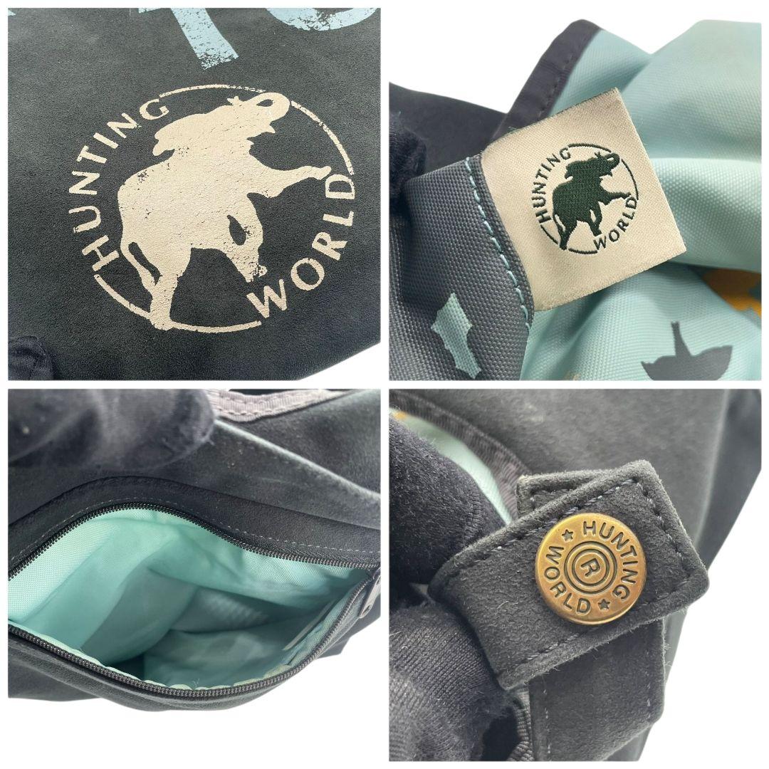 ハンティングワールド トートバッグ 黒 ブラック デカロゴ ワンショルダー キャンバス ハンドバッグ 肩掛け可 肩かけ可 カジュアル 上品 HUNTING WORLD u14