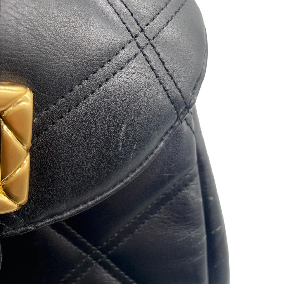 美品 マリクレール リュック 黒 キルティング レザー フラップ ブラック ゴールド金具 marie claire 本革 レディース バッグ